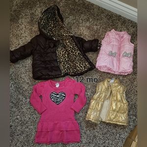 12 mo clothing, jacket, vests